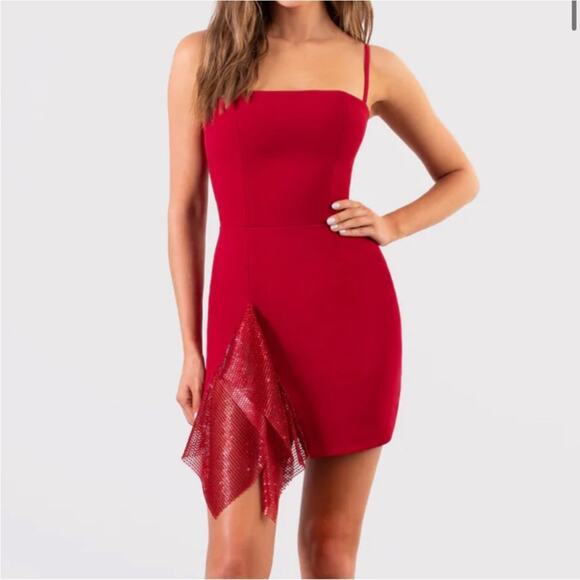 Helsi Sam Chain Mail Detail Minidress in Red M - Picture 2 of 10